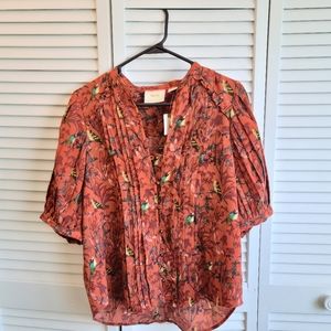 NWT Maeve by Anthropologie brown motif bird shirt